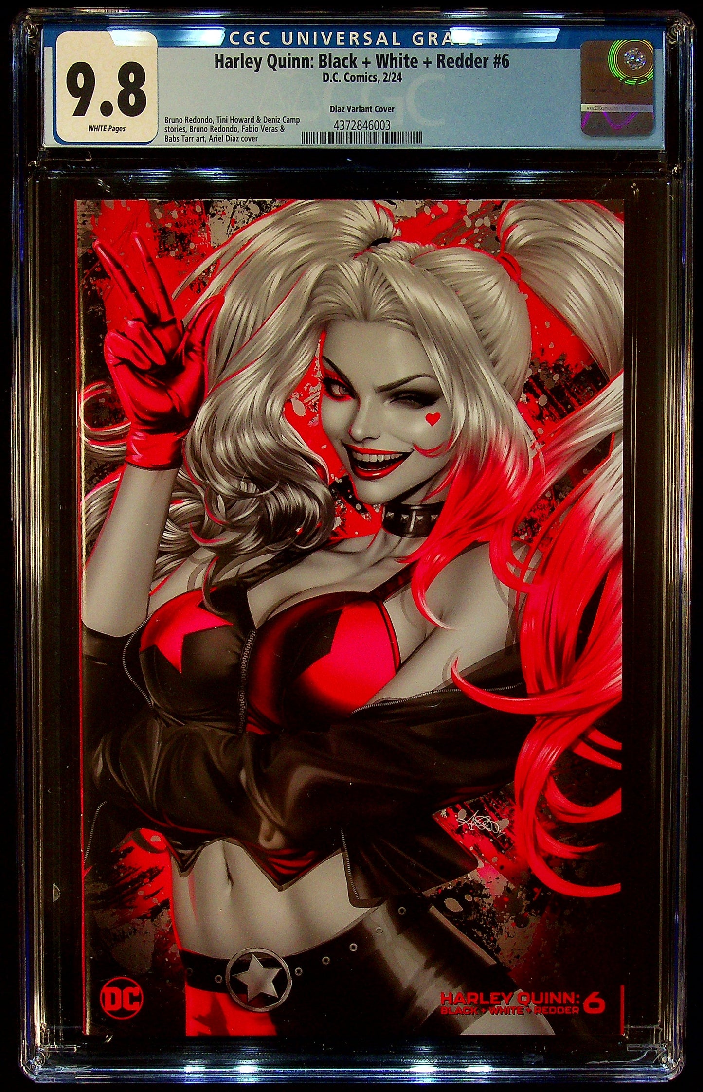 Harley Quinn: Black + White + Redder #6 CGC 9.8 Diaz Variant Cover
