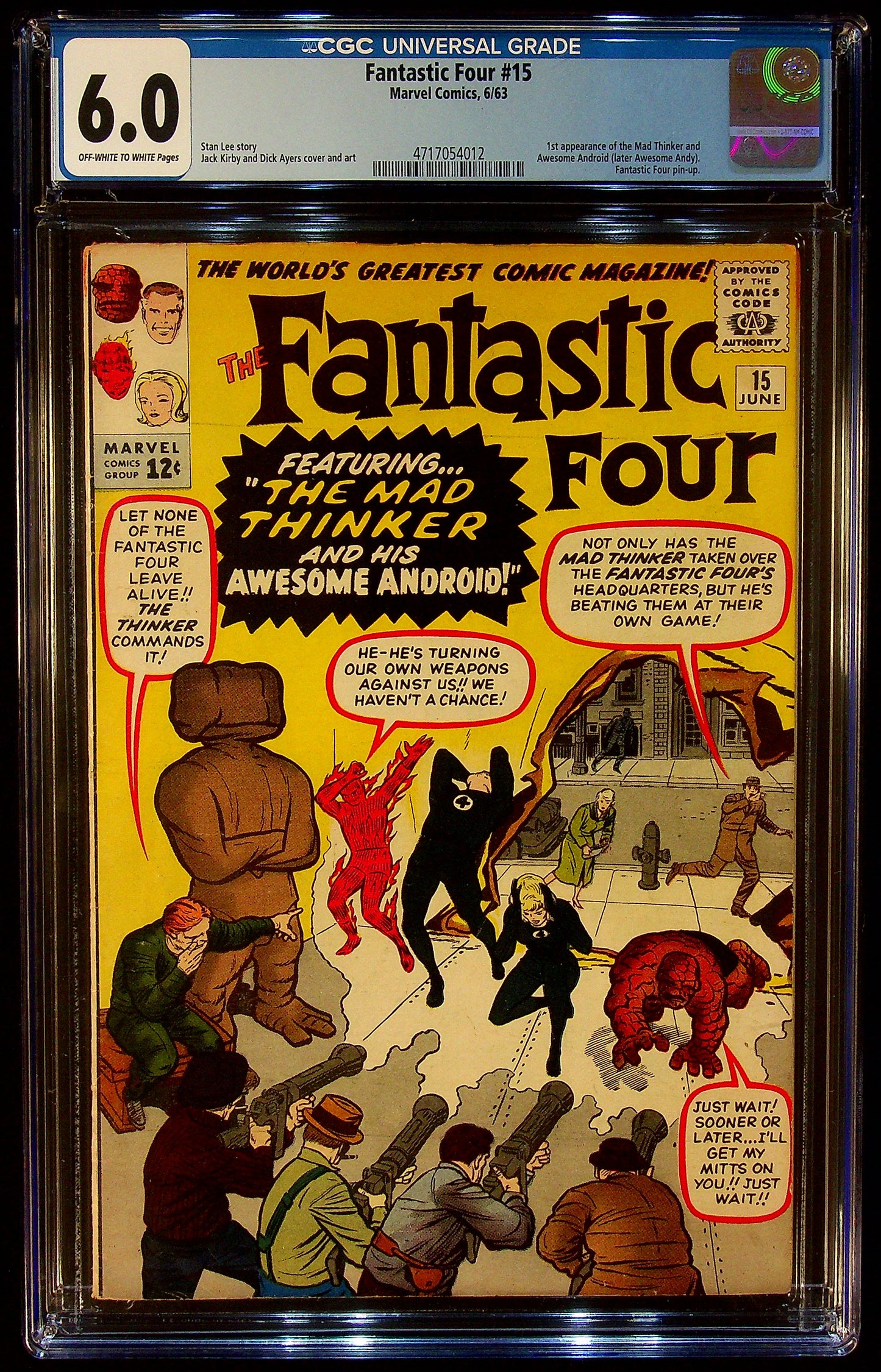 Fantastic Four #15 CGC 6.0 OFF-WHITE TO WHITE Pages