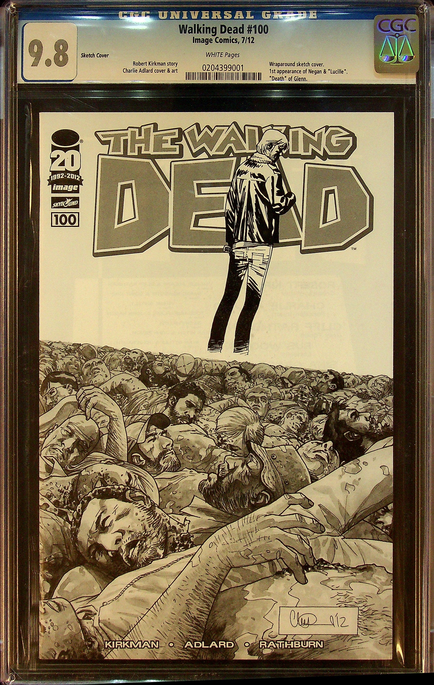 Walking Dead #100 CGC 9.8 Sketch Cover