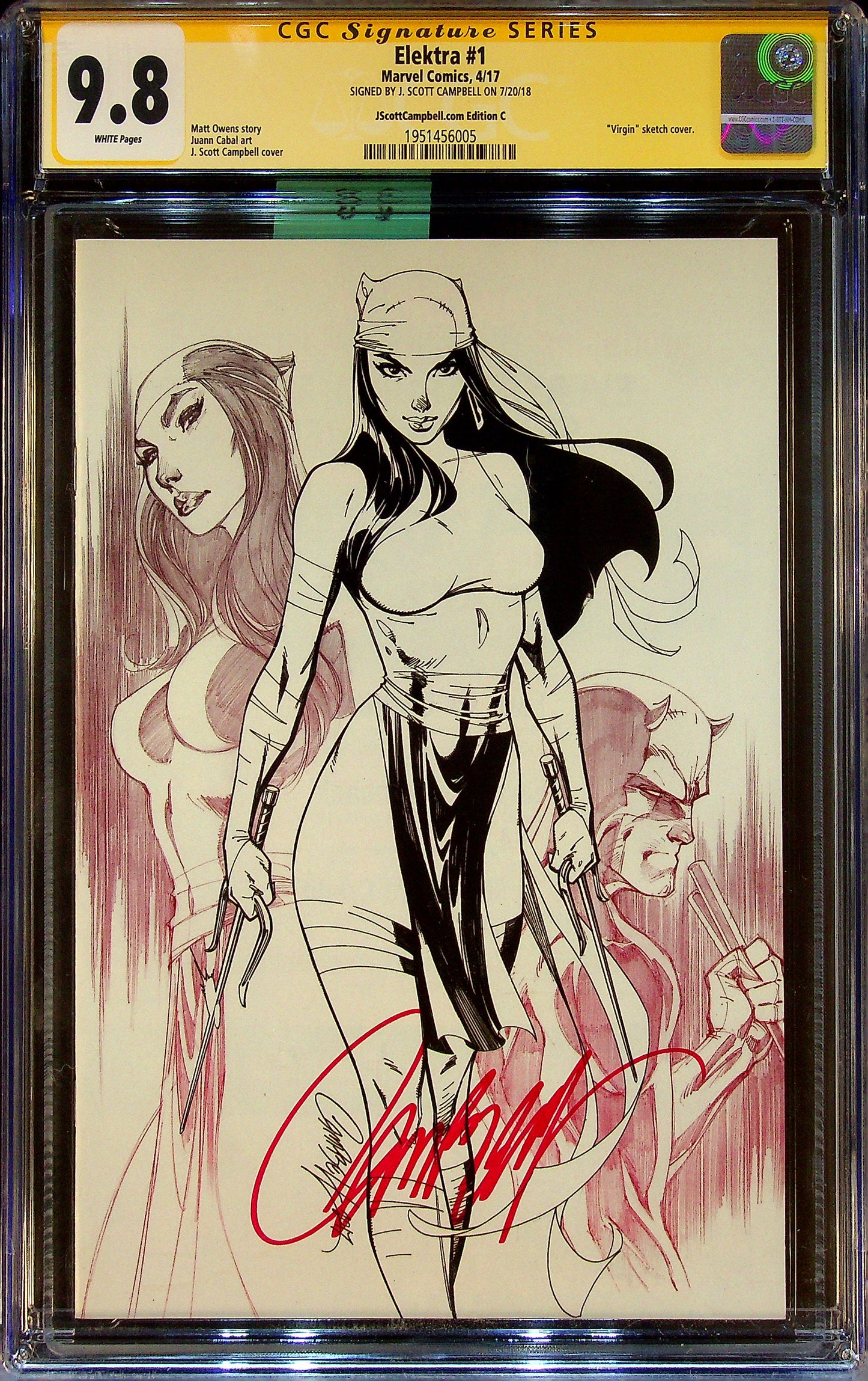 Elektra #1 CGCS 9.8 JScottCampbell.com Editon C Signed by J. Scott Campbell