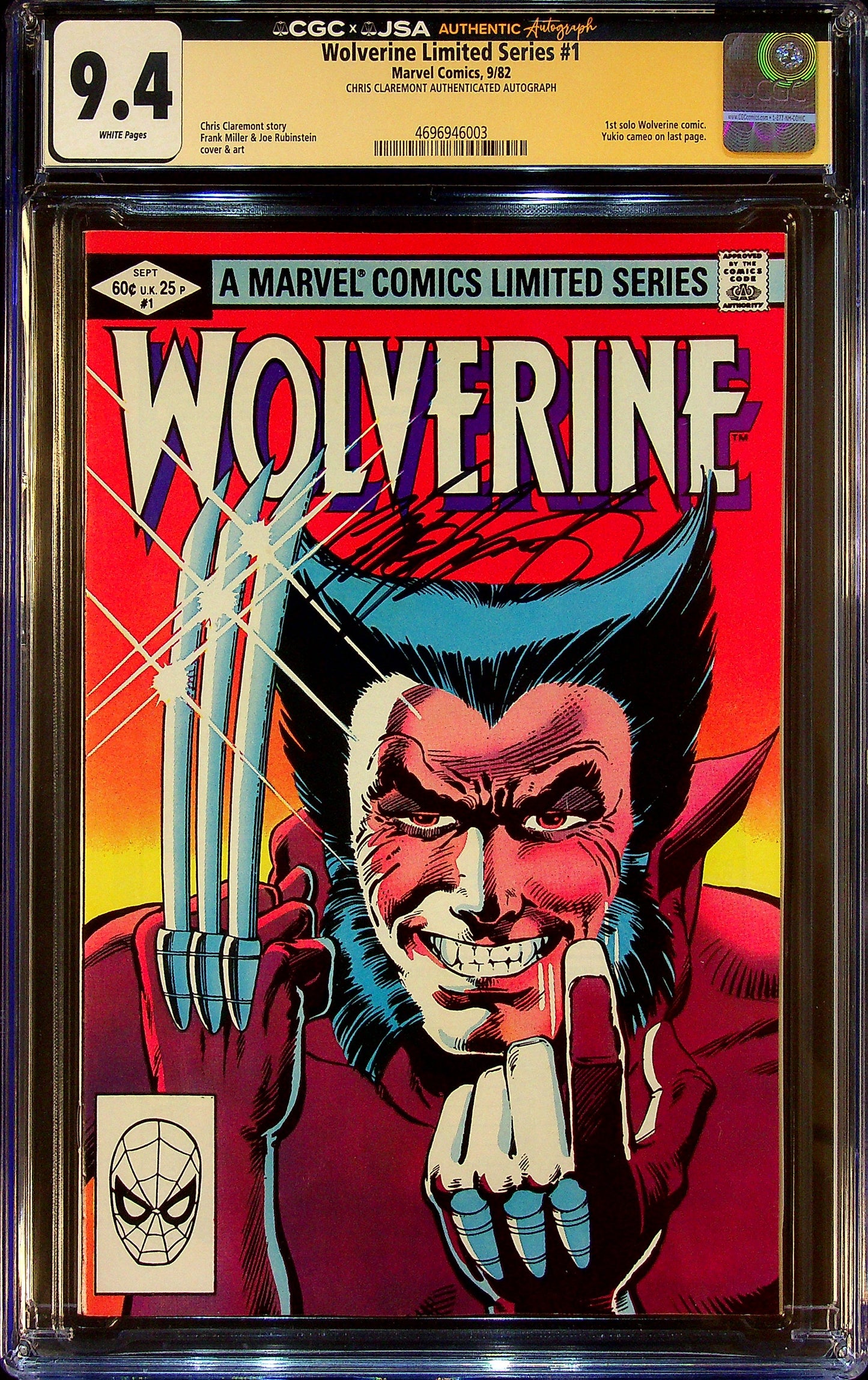 Wolverine Limited Series #1 CGCS 9.4 Signed by Chris Claremont