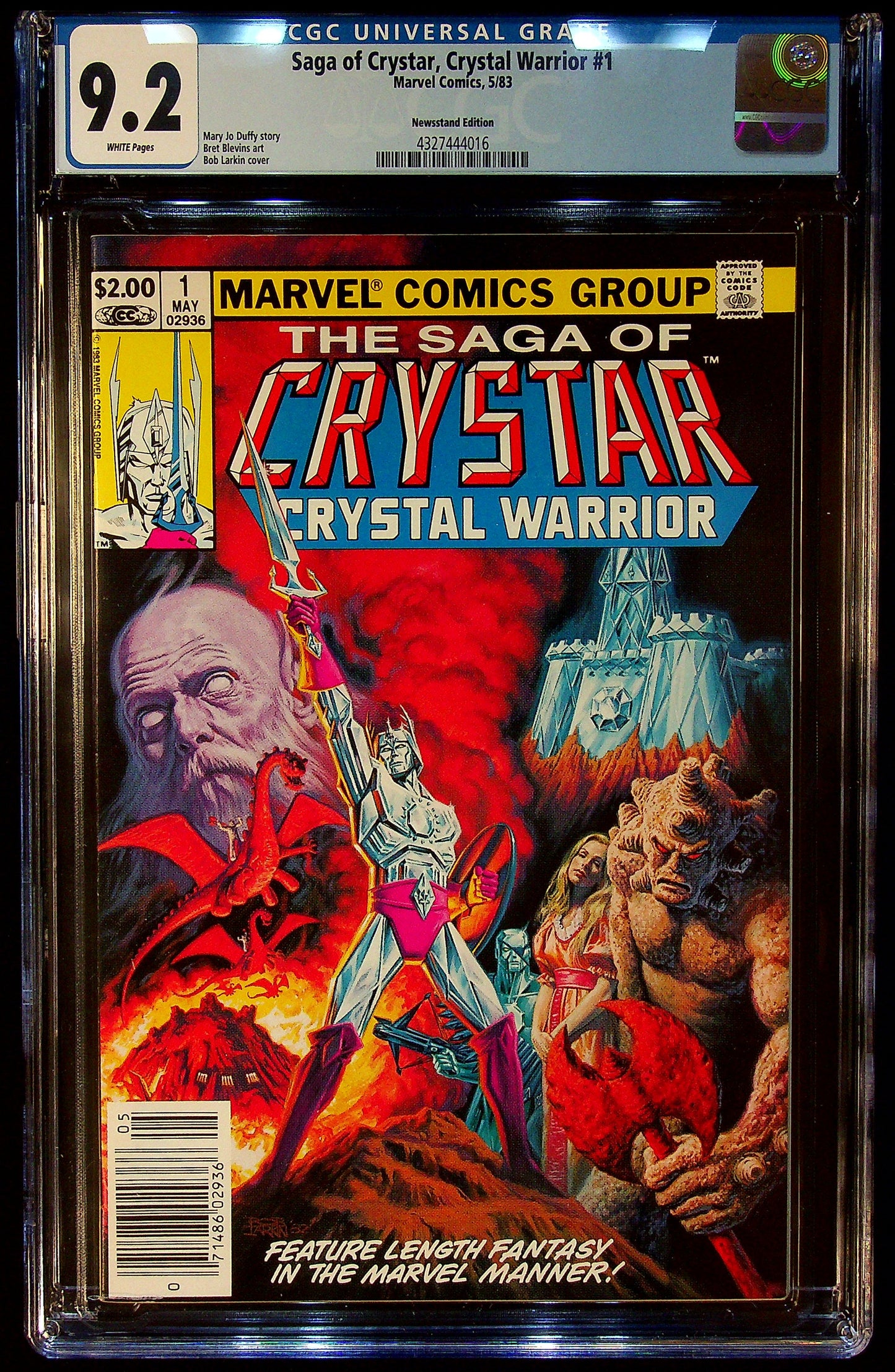 Saga Of Crystar, Crystal Warrior #1 CGC 9.2 Newsstand Edition