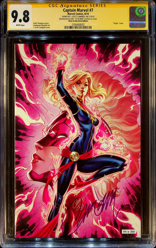 Captain Marvel #7 CGCS 9.8 Glow-in-he-Dark-Edition Signed by J. Scott Campbell