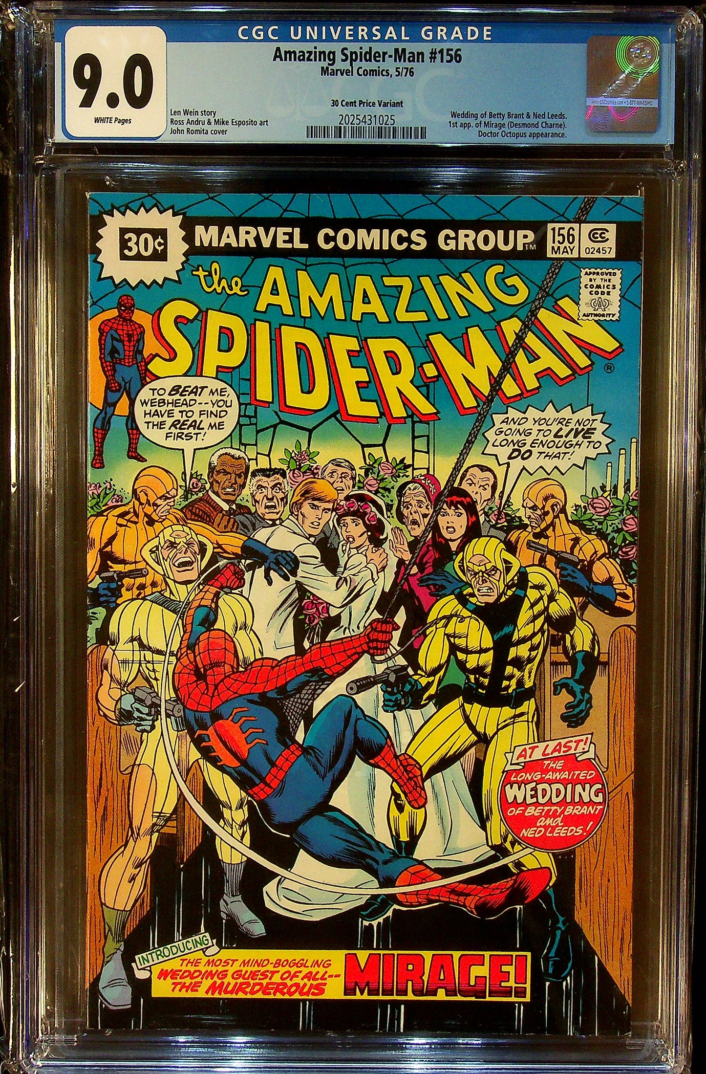 The Amazing Spider-Man #156 CGC 9.0 30 Cent Price Variant