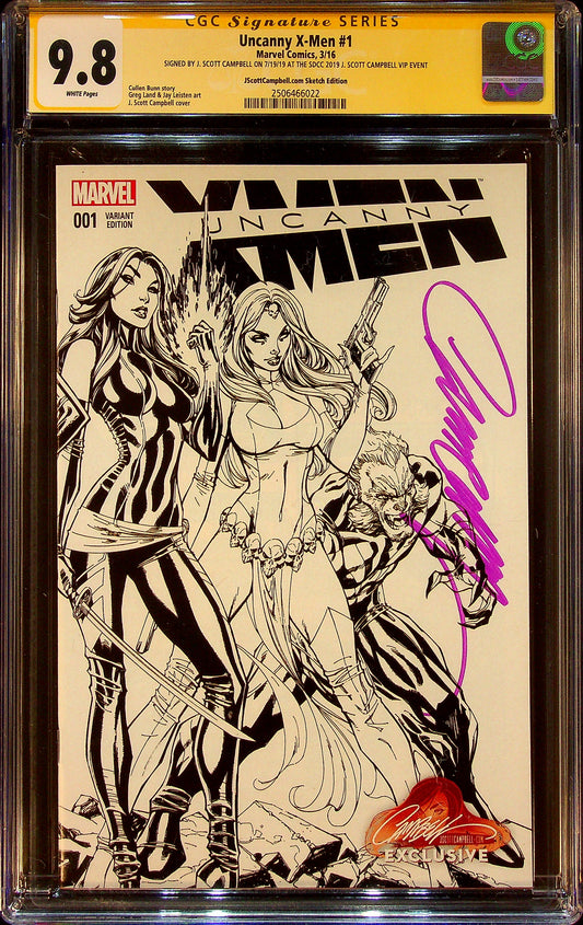 Uncanny X-Men #1 CGCS 9.8 JScottCampbell.com Sketch Edition Signed by J. Scott Campbell