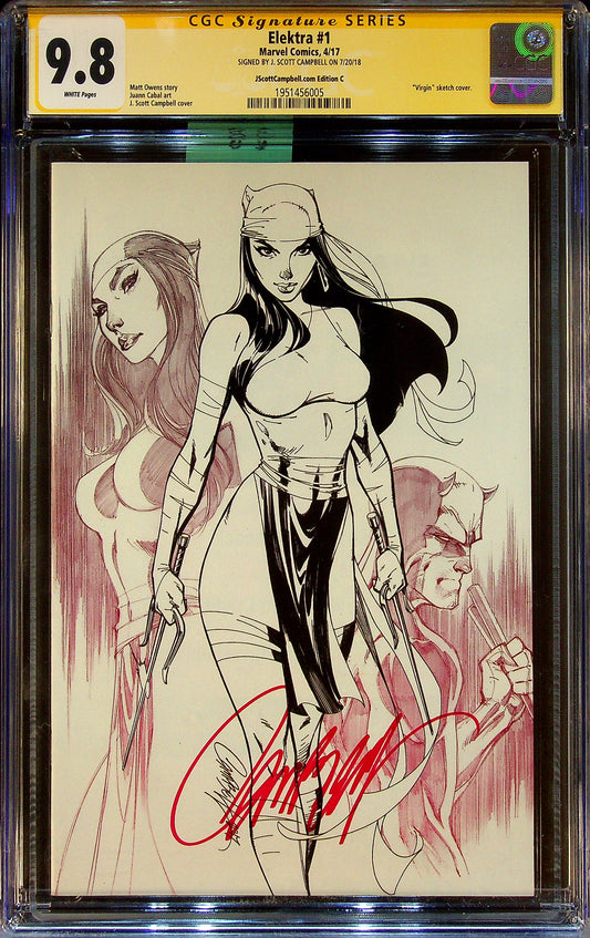 Elektra #1 CGCS 9.8 JScottCampbell.com Editon C Signed by J. Scott Campbell