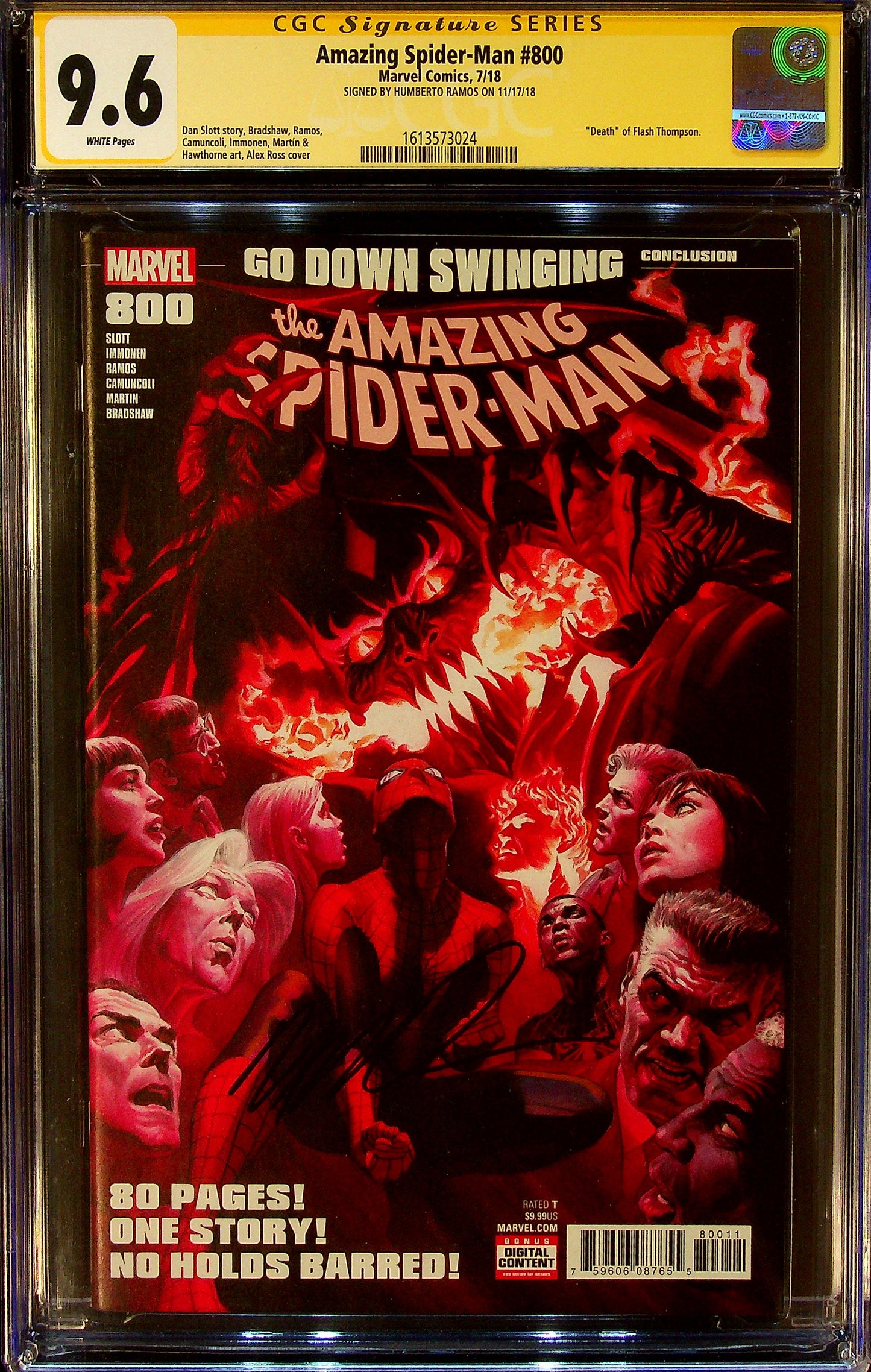 The Amazing Spider-Man #800 CGC 9.6 Signed by Humberto Ramos