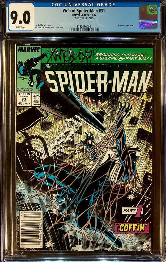 Web of Spider-Man #31 CGC 9.0 Mark Jeweler Insert