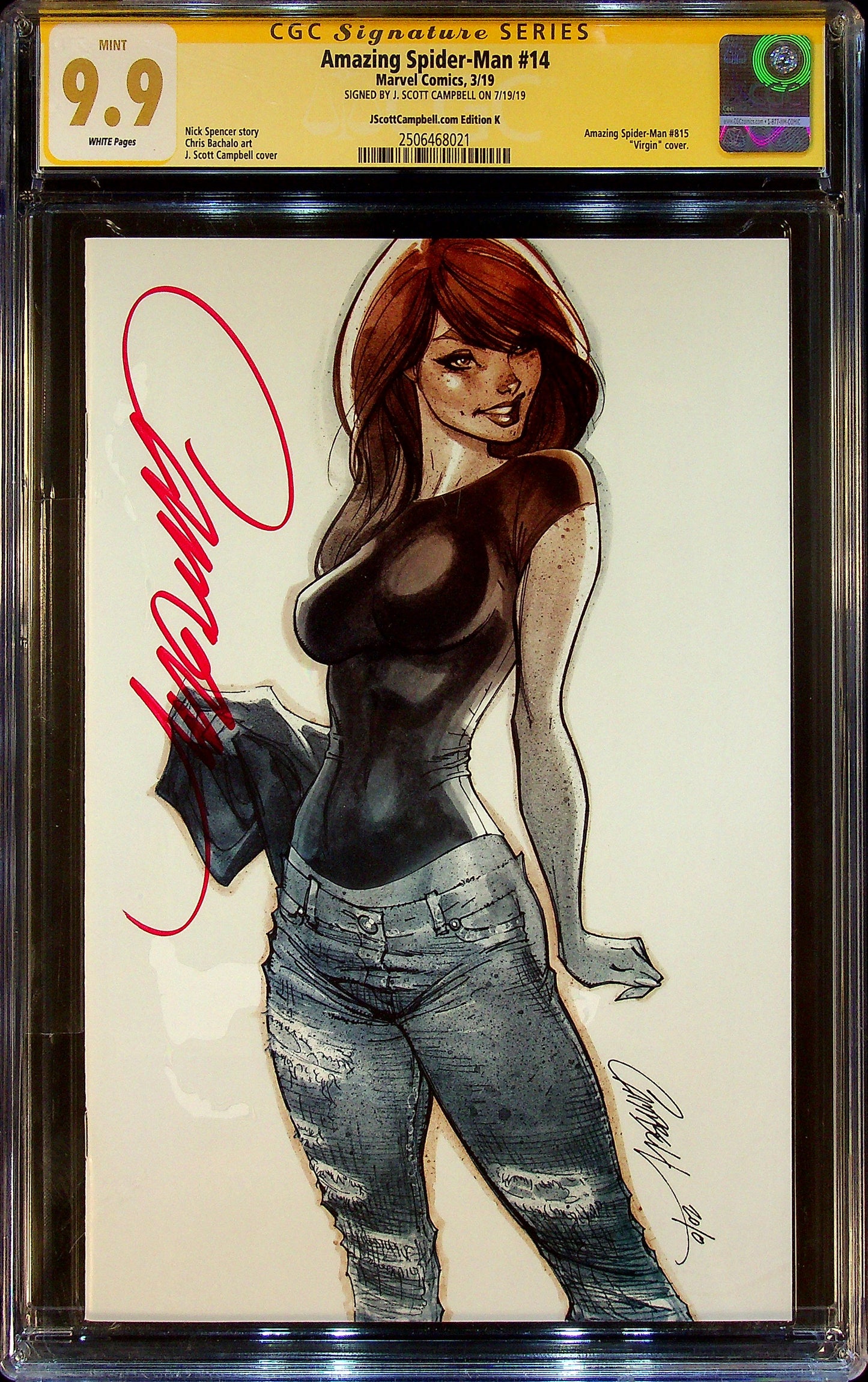 Amazing Spider-Man #14 CGCS 9.9 JScottCampbell.com Edition K Signed by J. Scott Campbell