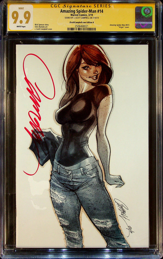 Amazing Spider-Man #14 CGCS 9.9 JScottCampbell.com Edition K Signed by J. Scott Campbell