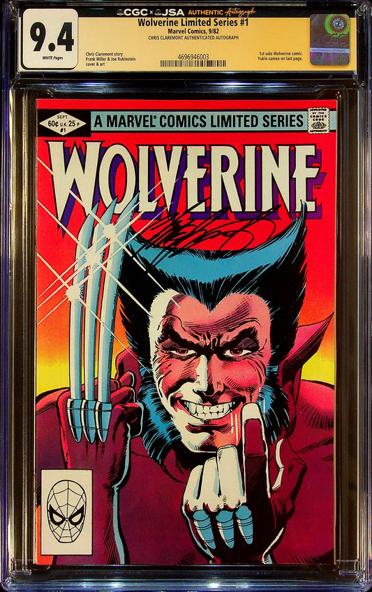 Wolverine Limited Series #1 CGCS 9.4 Signed by Chris Claremont
