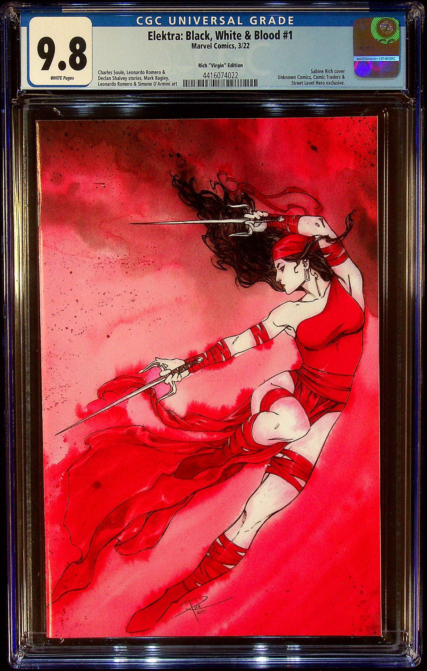 Elektra: Black, White & Blood #1 CGC 9.8 Rich "Virgin" Edition