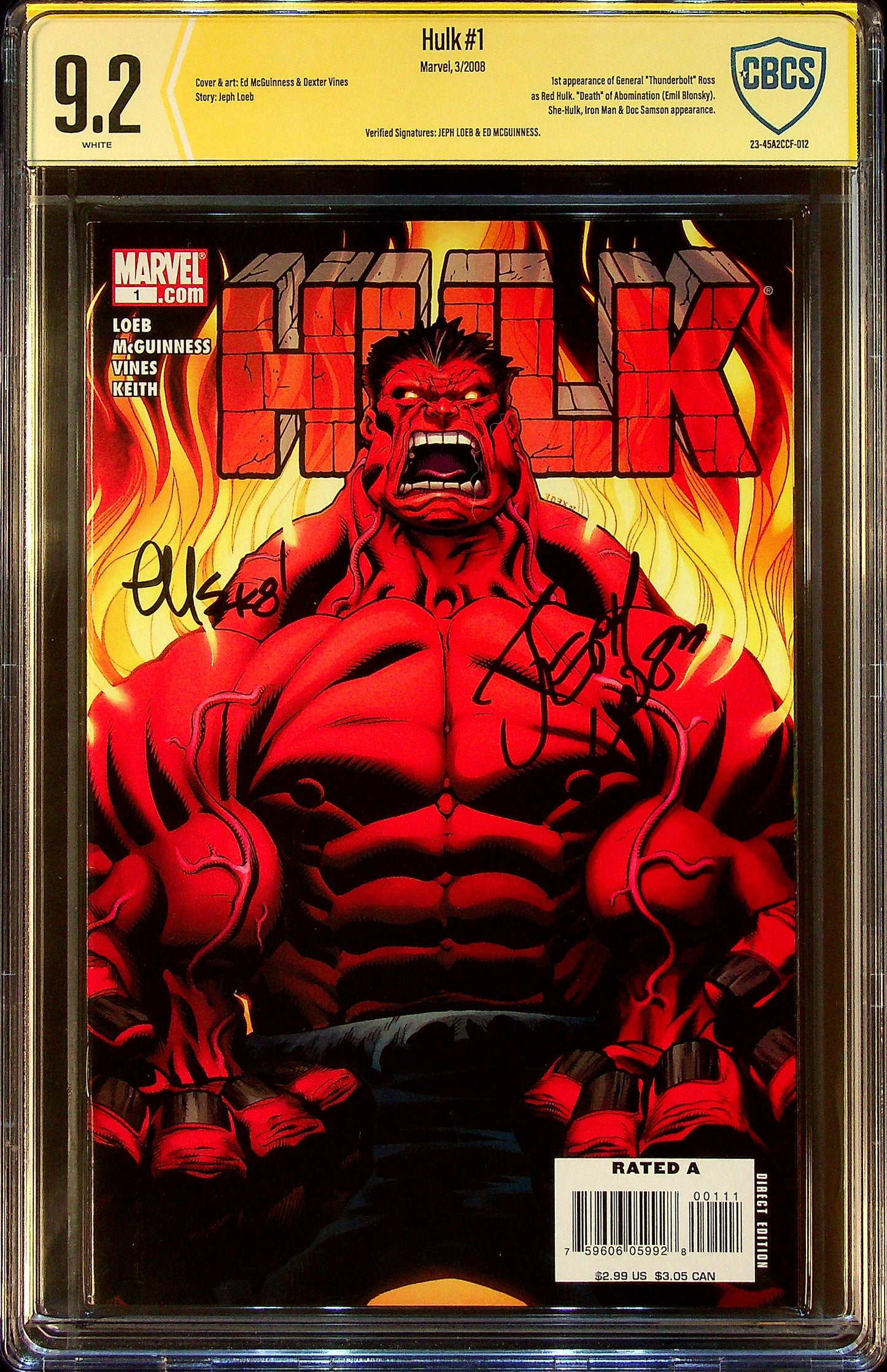 Hulk #1 CBCS 9.2 Signed by Jeph Loeb and Ed McGuinness