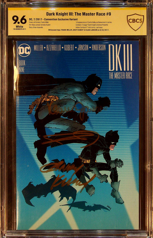Dark Knight III: The Master Race #9 CBCS 9.6 Signed by Frank Miller, Andy Kubert & Klaus Janson