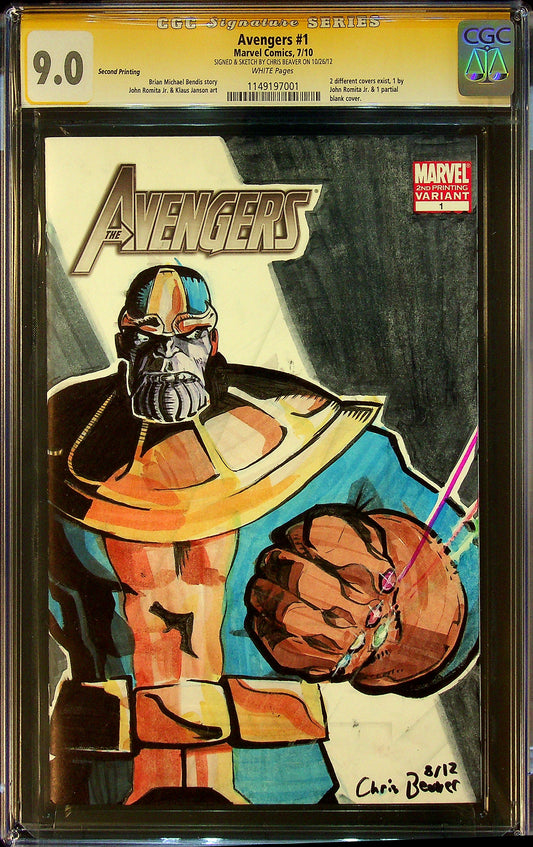 Avengers #1 CGCS 9.0 Second Printing Signed and Sketched by Chris Beaver