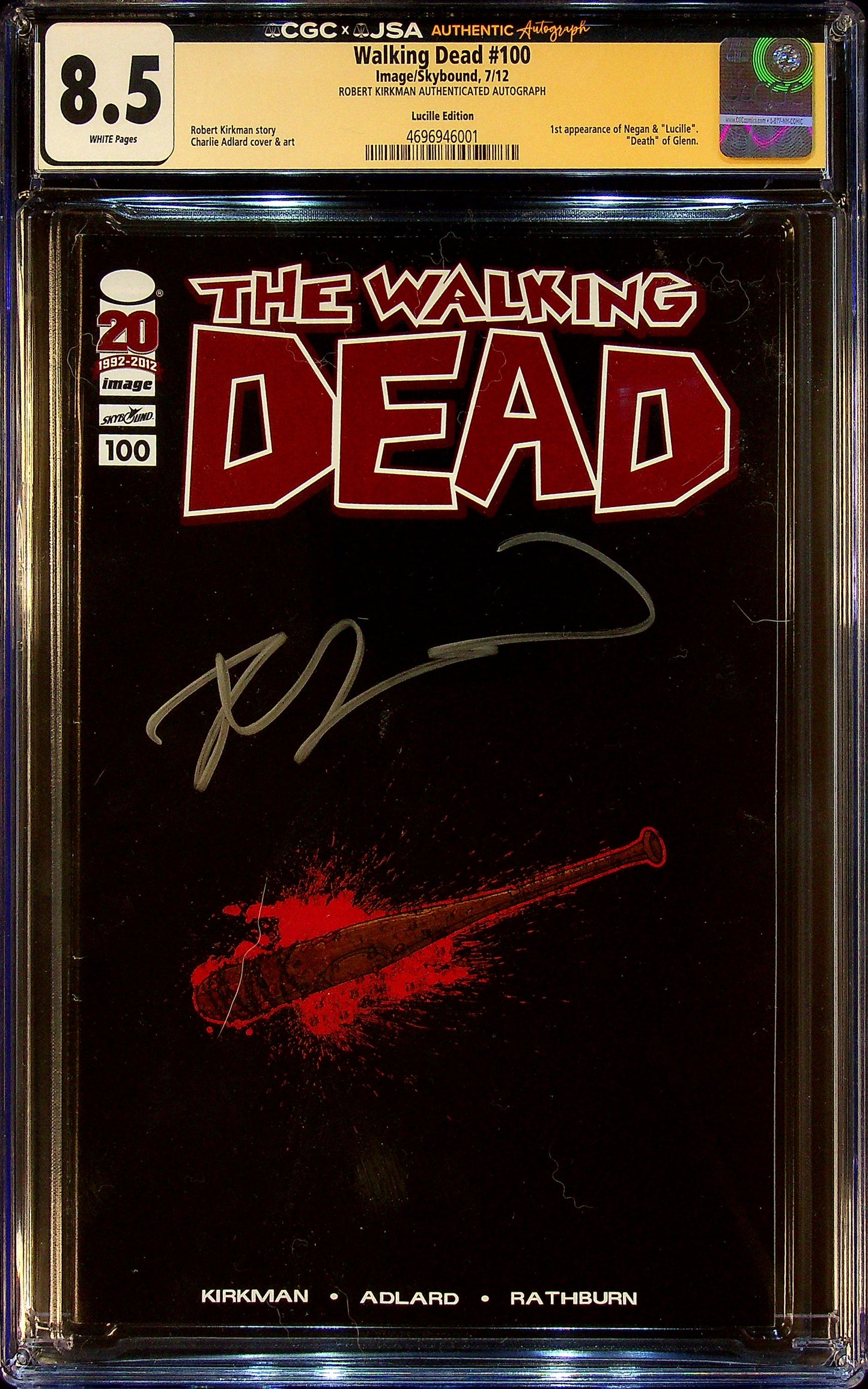 Walking Dead #100 CGCS 8.5 Lucielle Edition Signed by Robert Kirkman