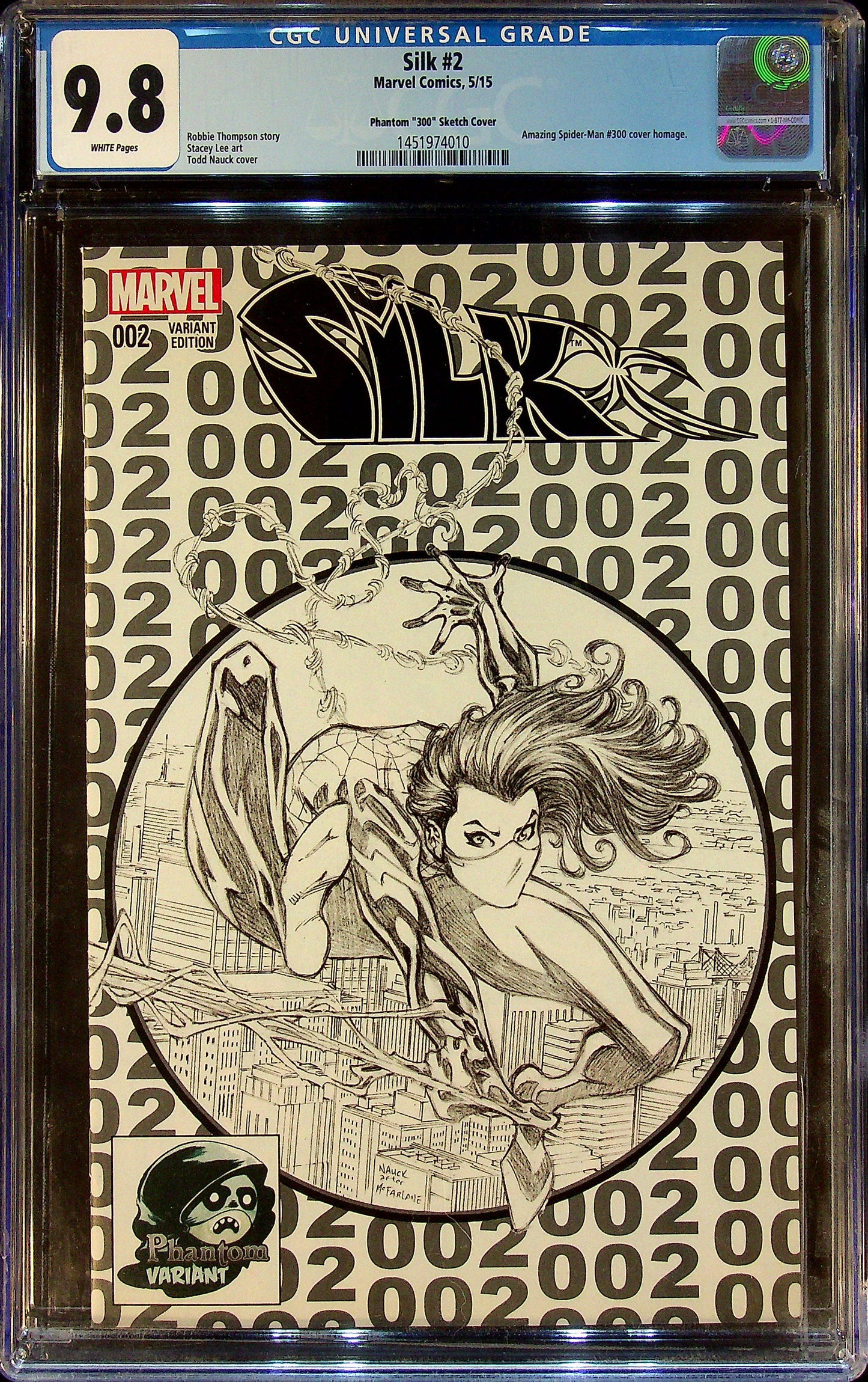Silk #2 CGC 9.8 Phantom "300" Sketch Cover
