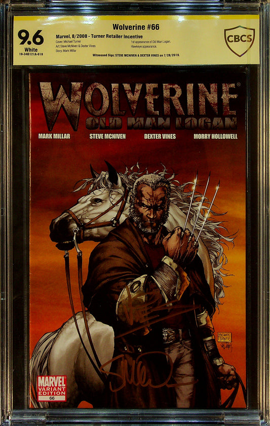 Wolverine #66 CBCS 9.6 Turner Retailer Incentive Signed by Steve McNiven & Dexter Vines