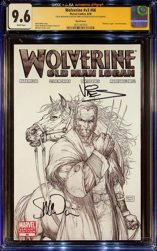Wolverine #v3 #66 CGCS 9.6 Sketch Cover Signed by Steve McNiven & Dexter Vines